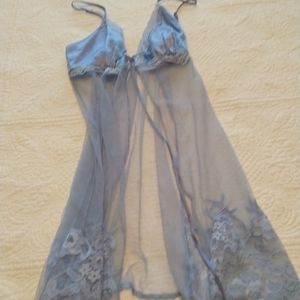Victoria's secret light blue negligee and a thong